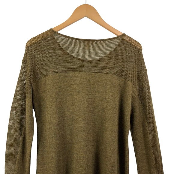 EILEEN FISHER Long Sleeve Tunic Light Weight Sweater Round Neck Moss Gold Green - Picture 6 of 9